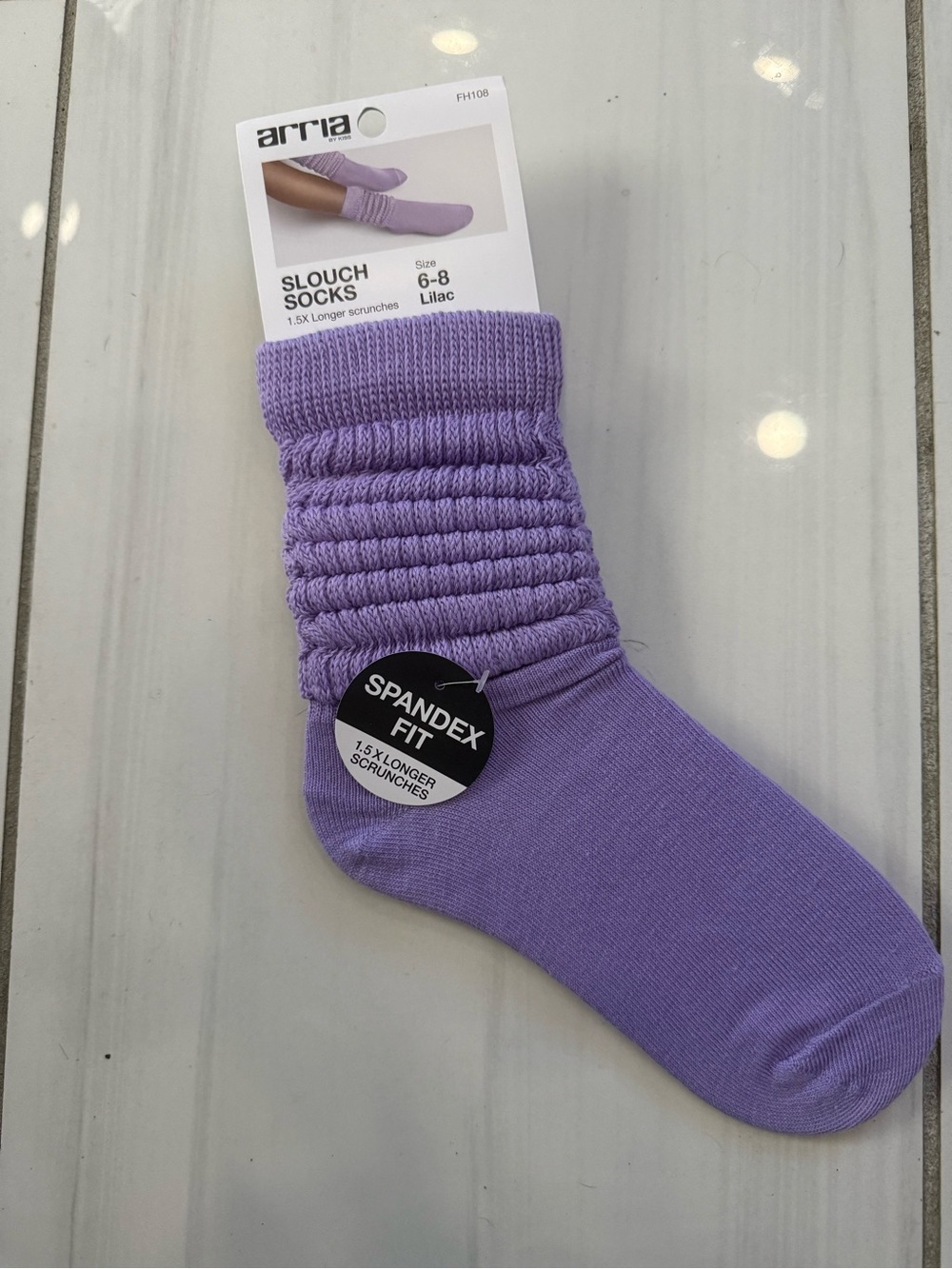 Lilac Slouch socks Spandex fit size 6-8